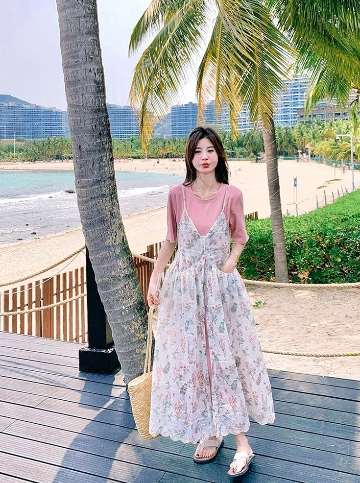 Floral Dress And T Shirt Set Summer Collection