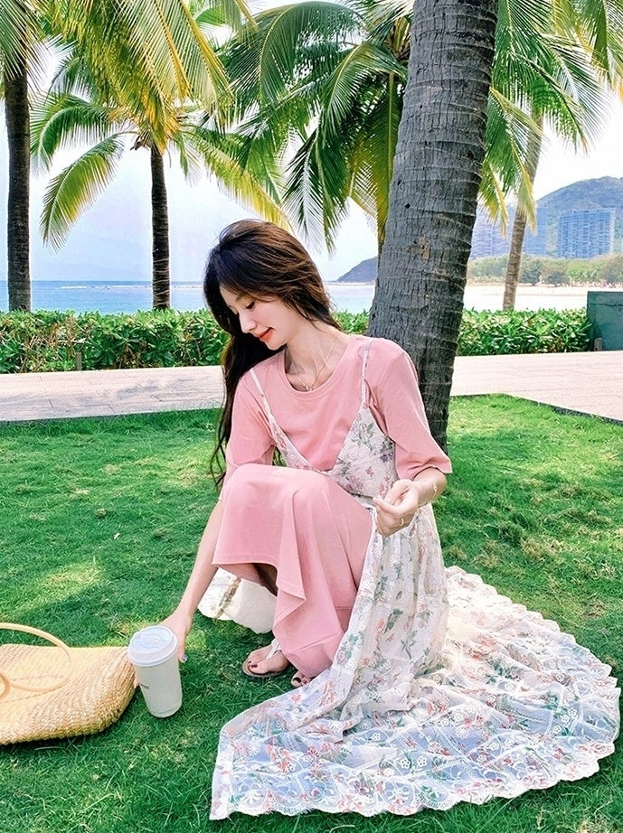 Floral Dress And T Shirt Set Summer Collection