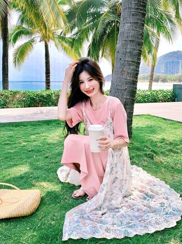 Floral Dress And T Shirt Set Summer Collection