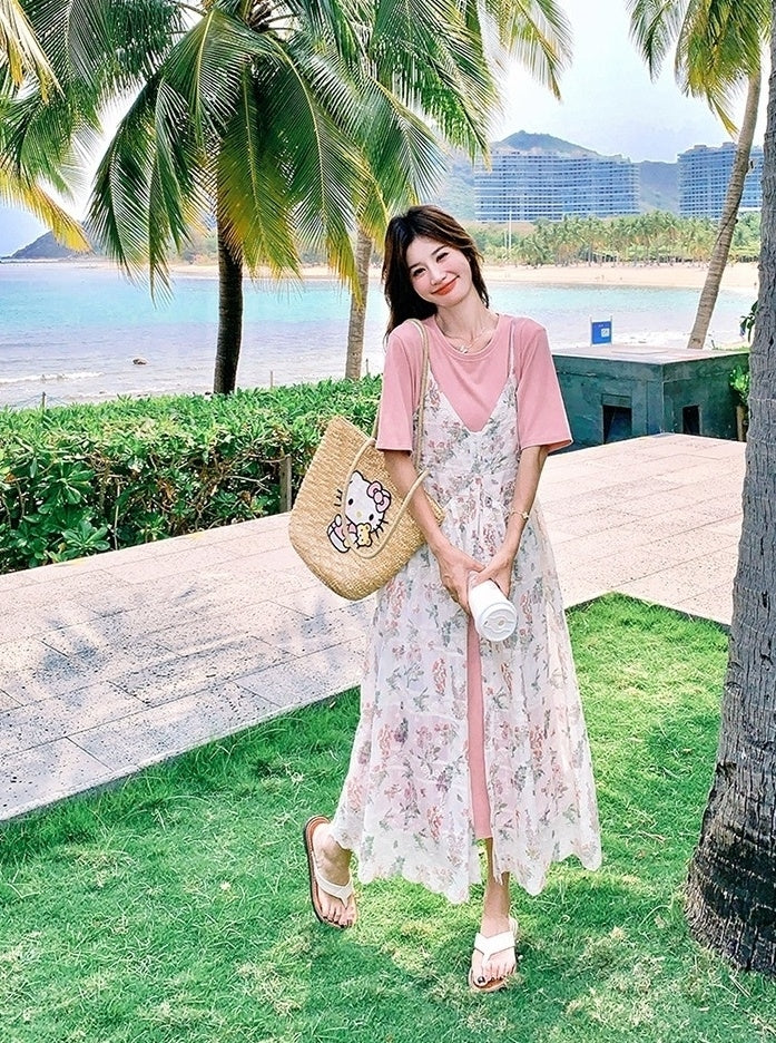 Floral Dress And T Shirt Set Summer Collection