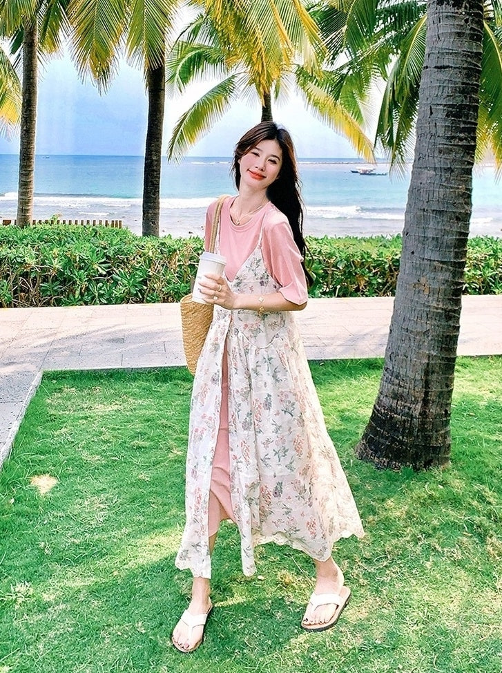 Floral Dress And T Shirt Set Summer Collection