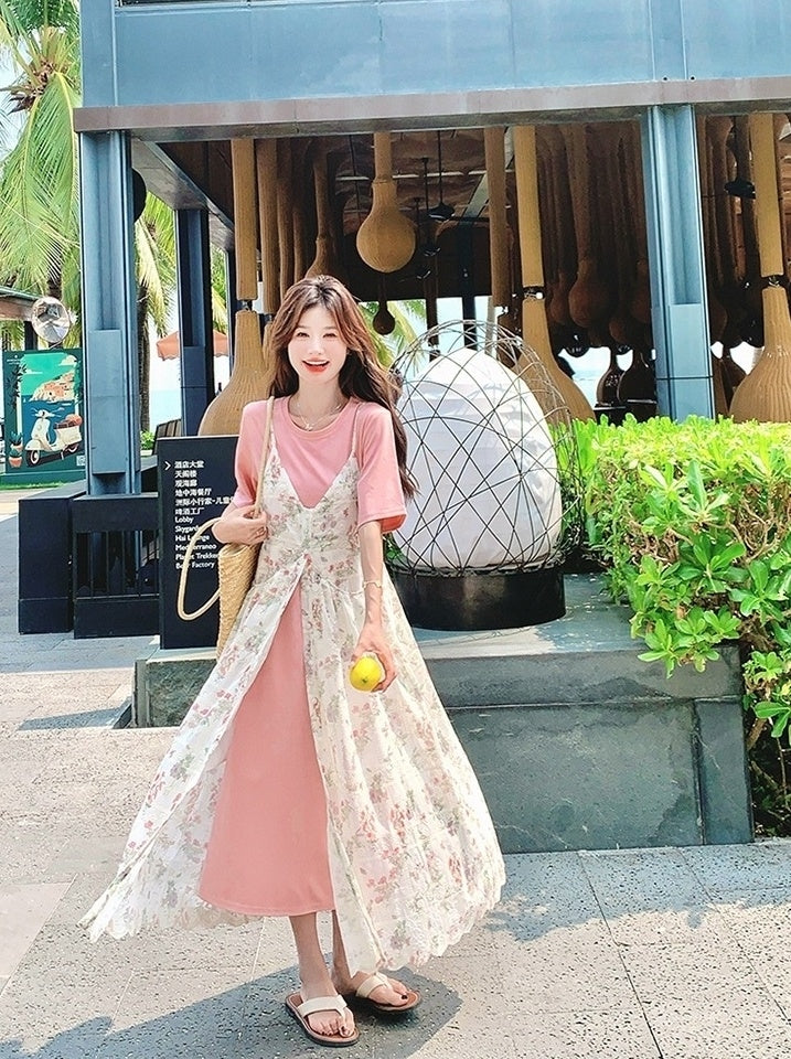 Floral Dress And T Shirt Set Summer Collection