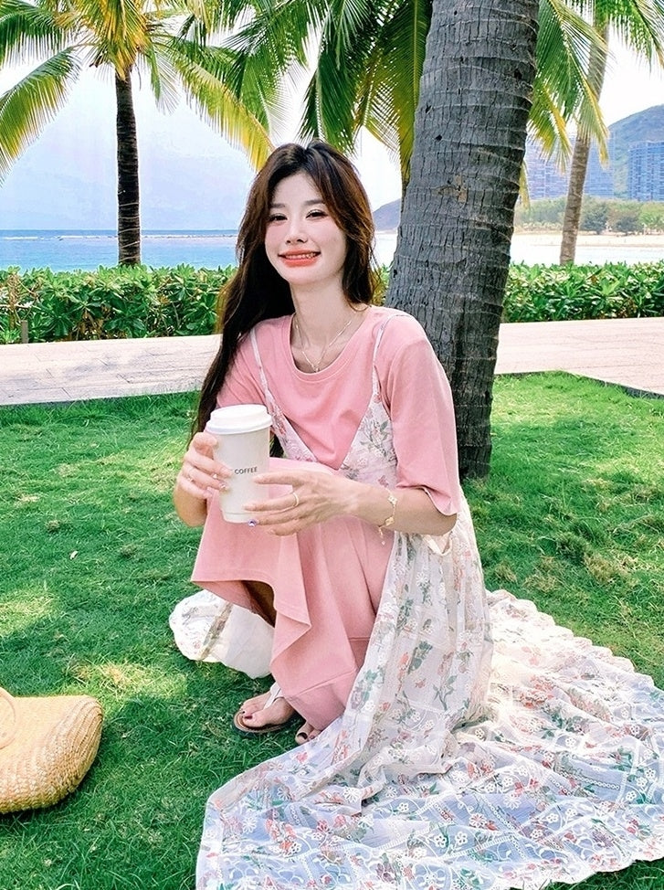 Floral Dress And T Shirt Set Summer Collection