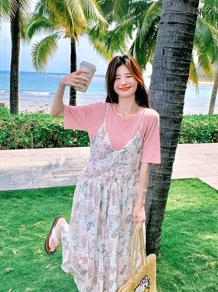 Floral Dress And T Shirt Set Summer Collection