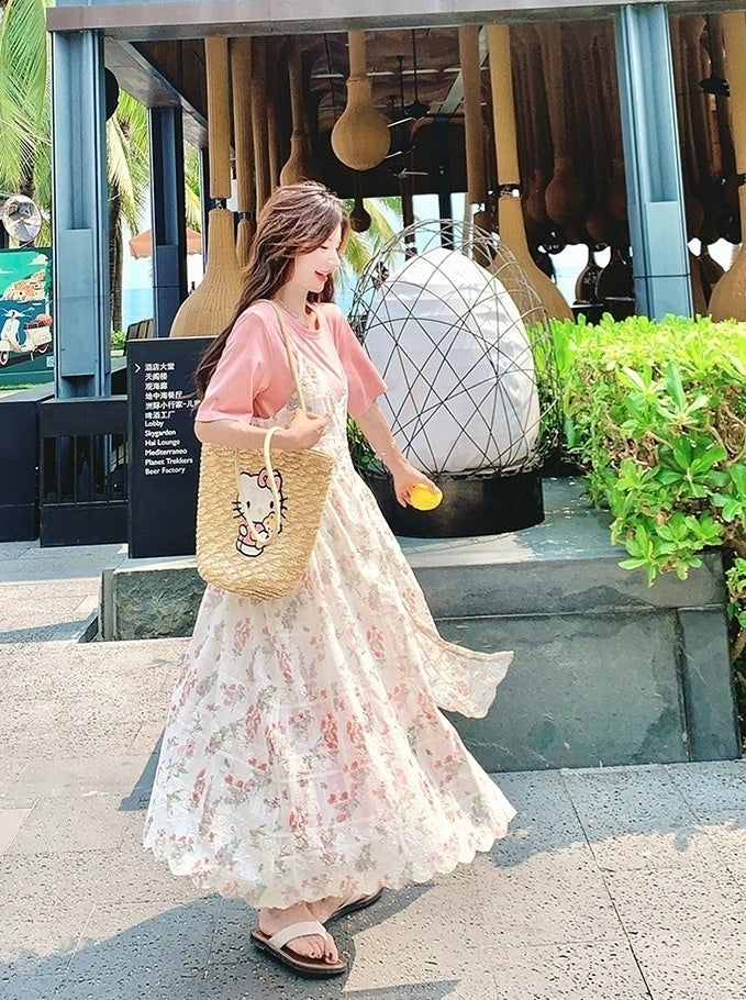 Floral Dress And T Shirt Set Summer Collection