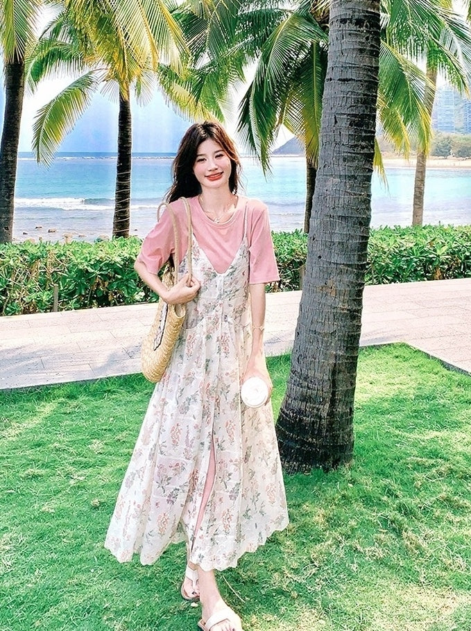 Floral Dress And T Shirt Set Summer Collection