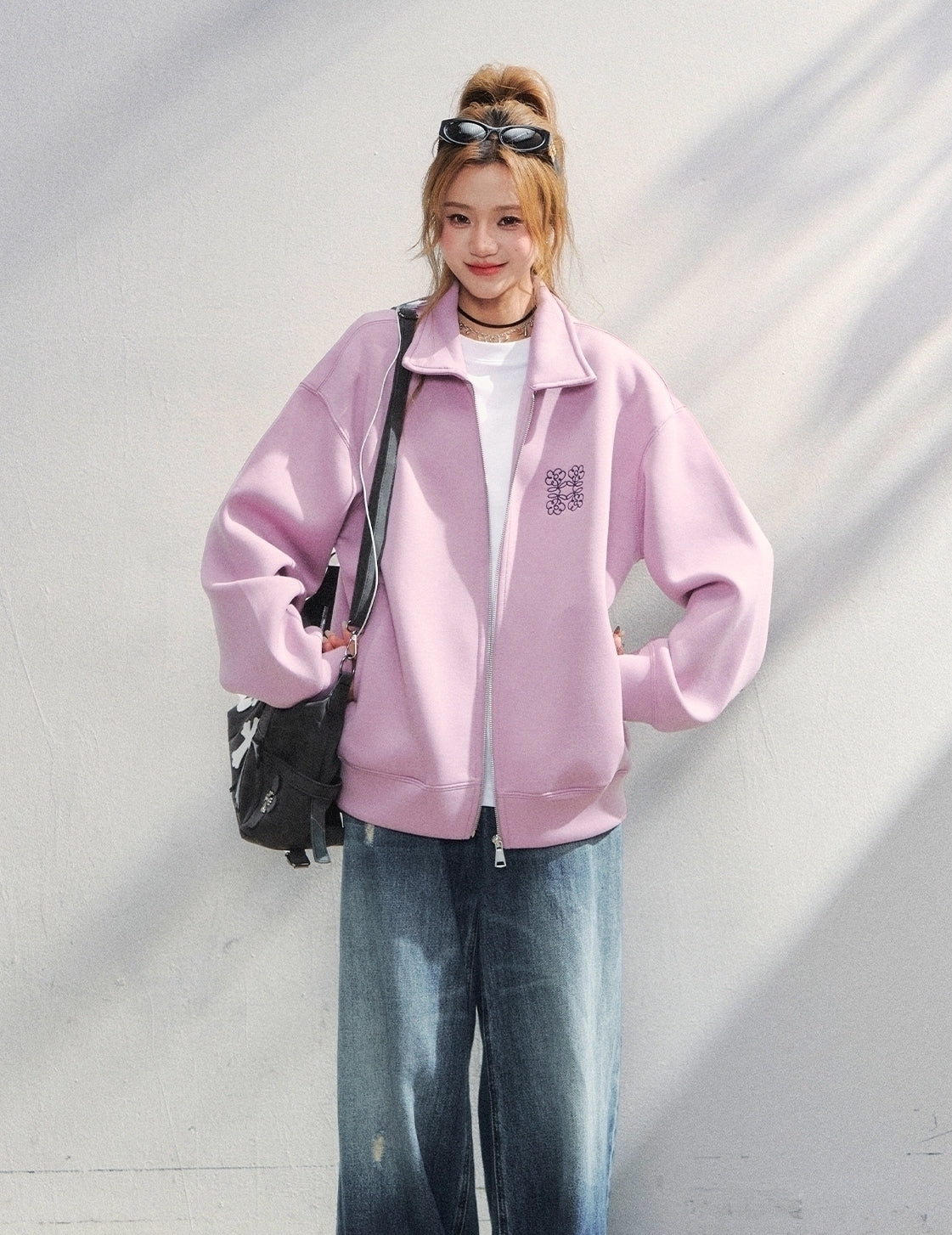 Floral Embroidered Air Layer Casual Jacket