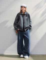 Floral Embroidered Air Layer Casual Jacket