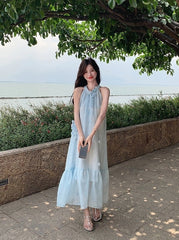 Floral Halter Neck Vacation Maxi Dress