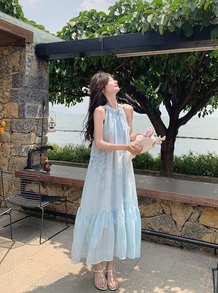 Floral Halter Neck Vacation Maxi Dress