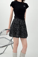 Floral High Waist A Line Ruffle Skirt