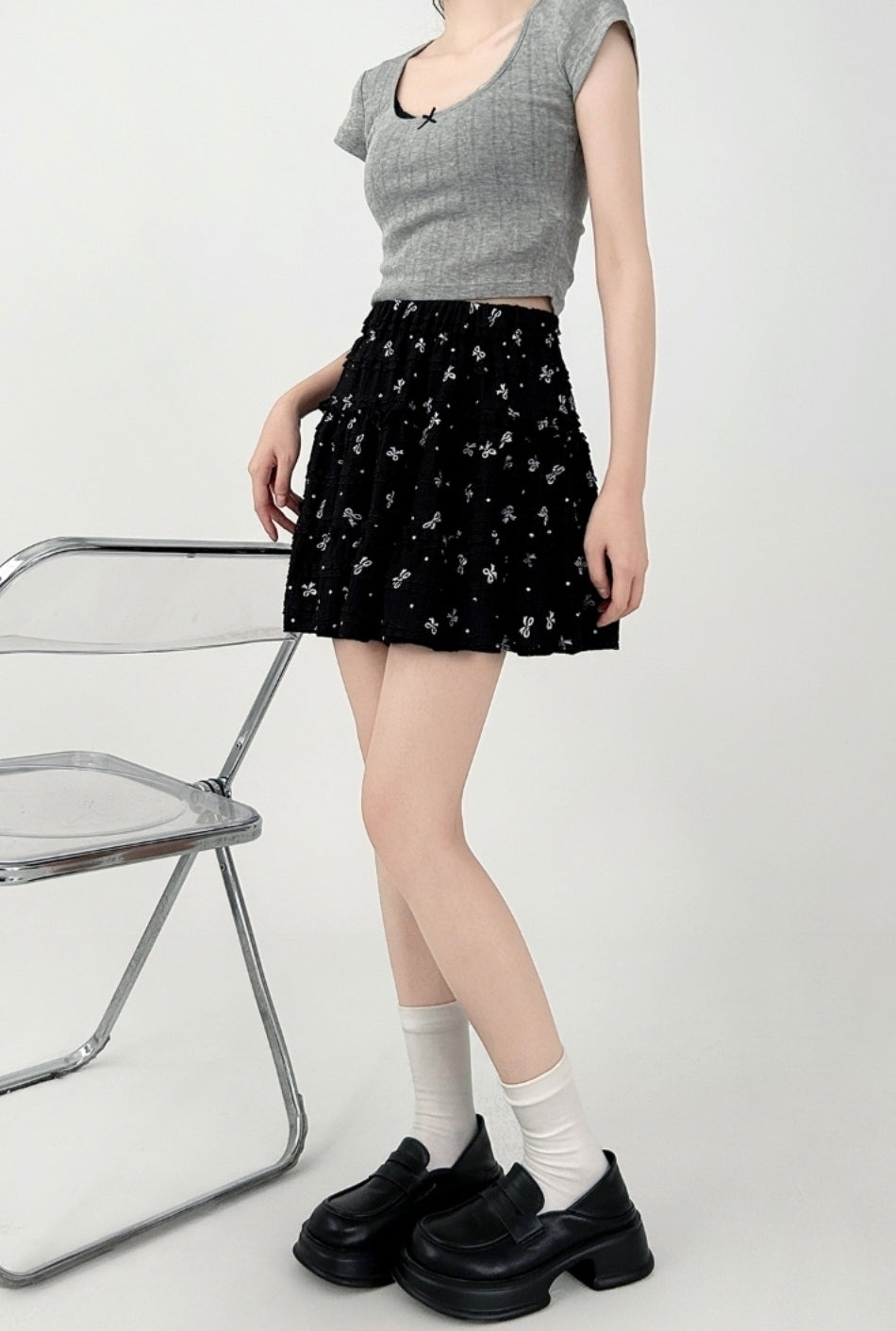 Floral High Waist A Line Skater Skirt