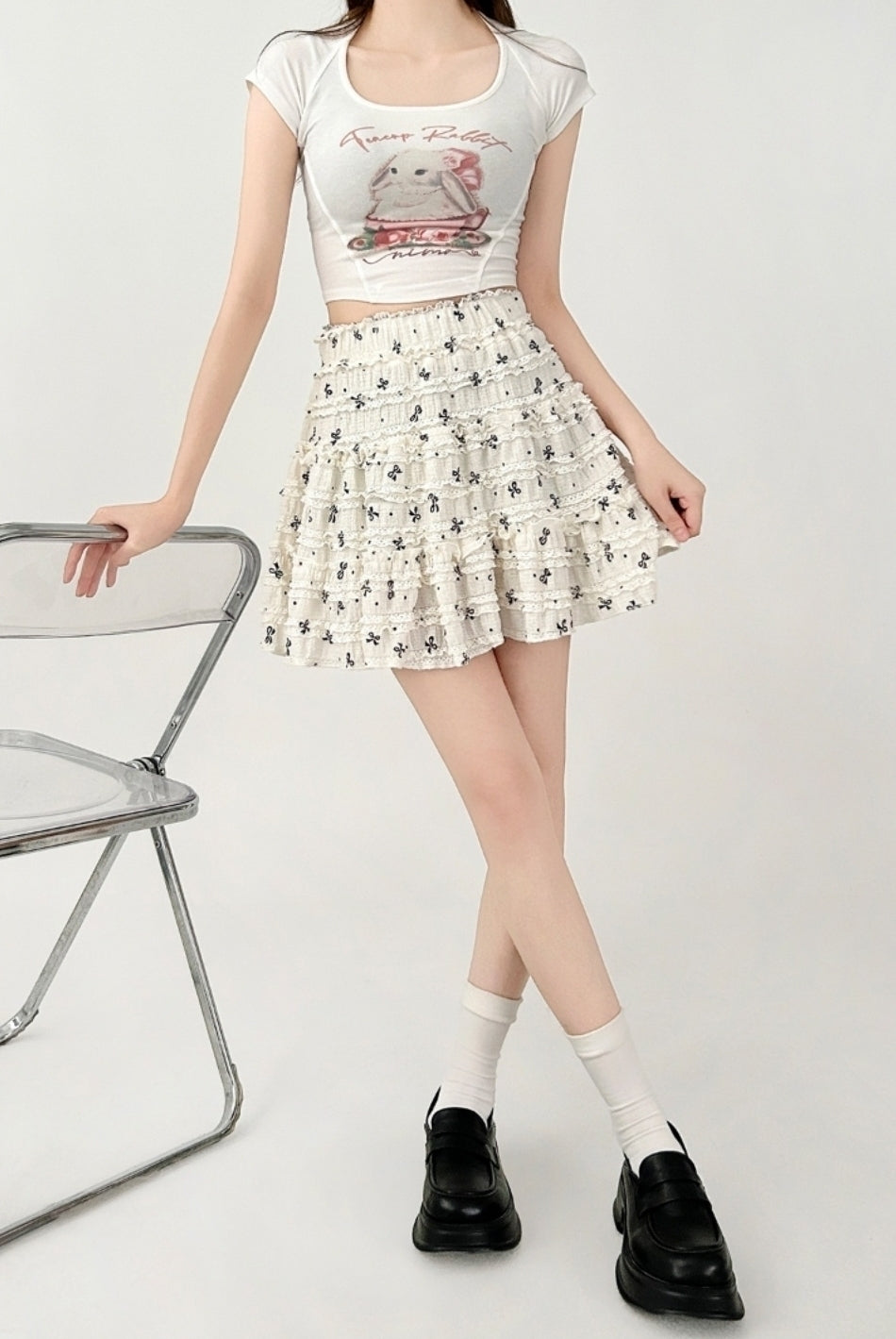 Floral High Waist A Line Skater Skirt
