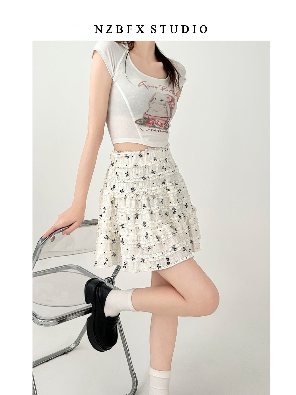 Floral High Waist A Line Skater Skirt