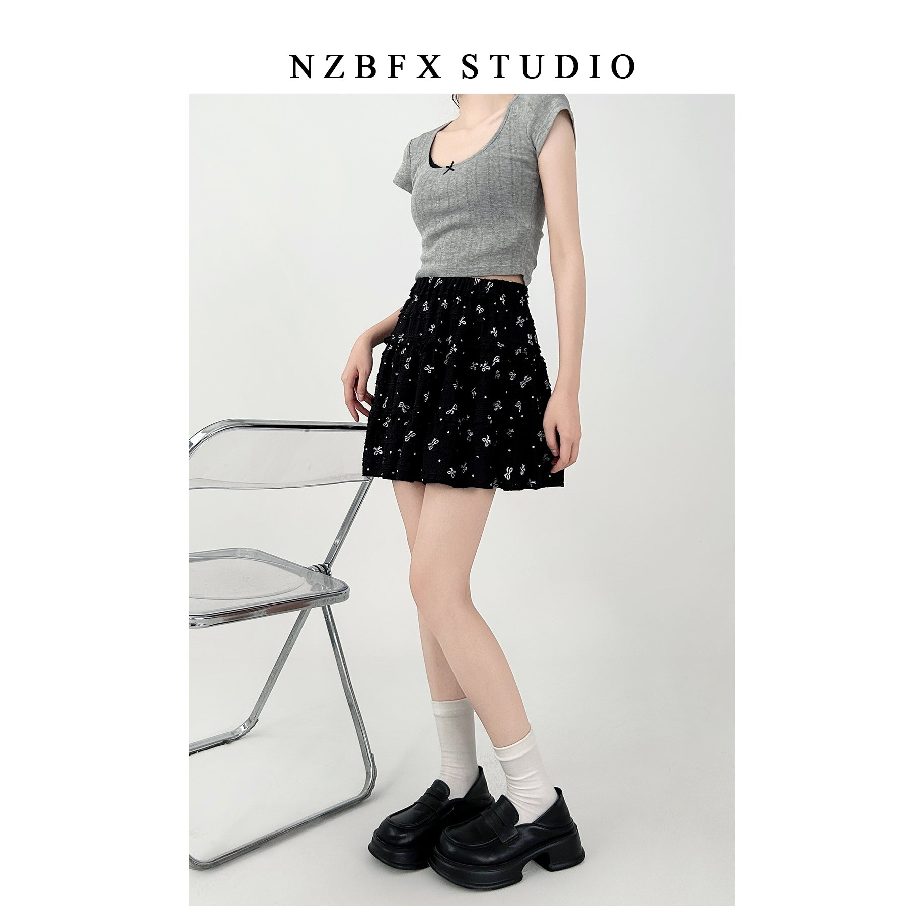 Floral High Waist A Line Skater Skirt