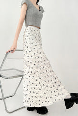 Floral High Waist Slim Fit Mermaid Midi Skirt