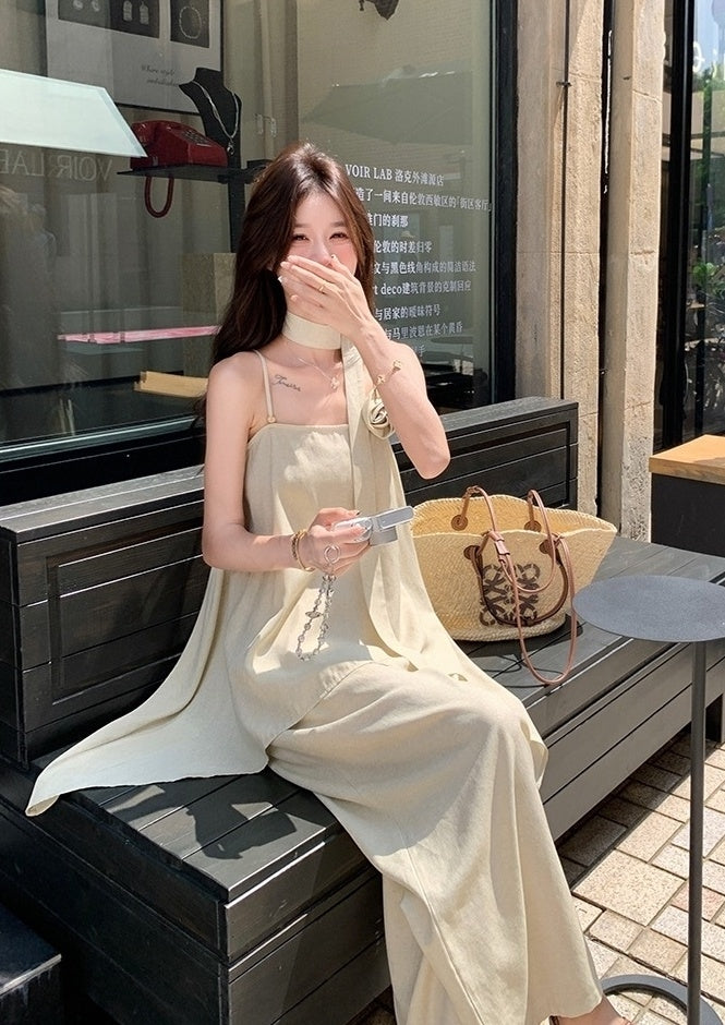 Floral Sleeveless Top And Wide Leg Pants Set