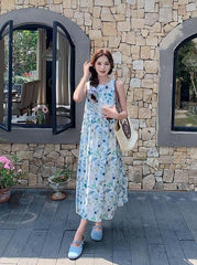 Floral Vacation Style Sleeveless Dress