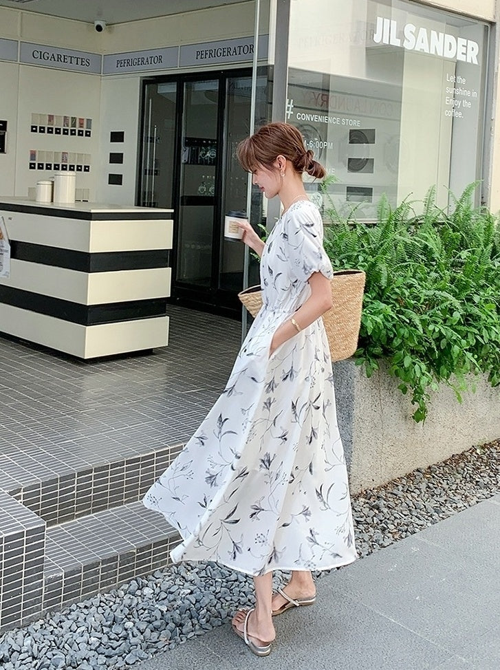 Floral Vintage Midi Dress With Elegant A Line Style