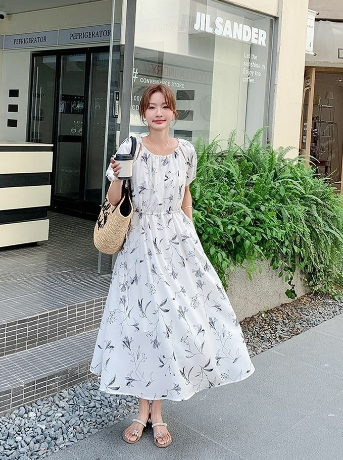 Floral Vintage Midi Dress With Elegant A Line Style