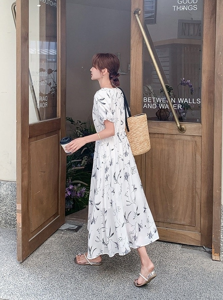 Floral Vintage Midi Dress With Elegant A Line Style