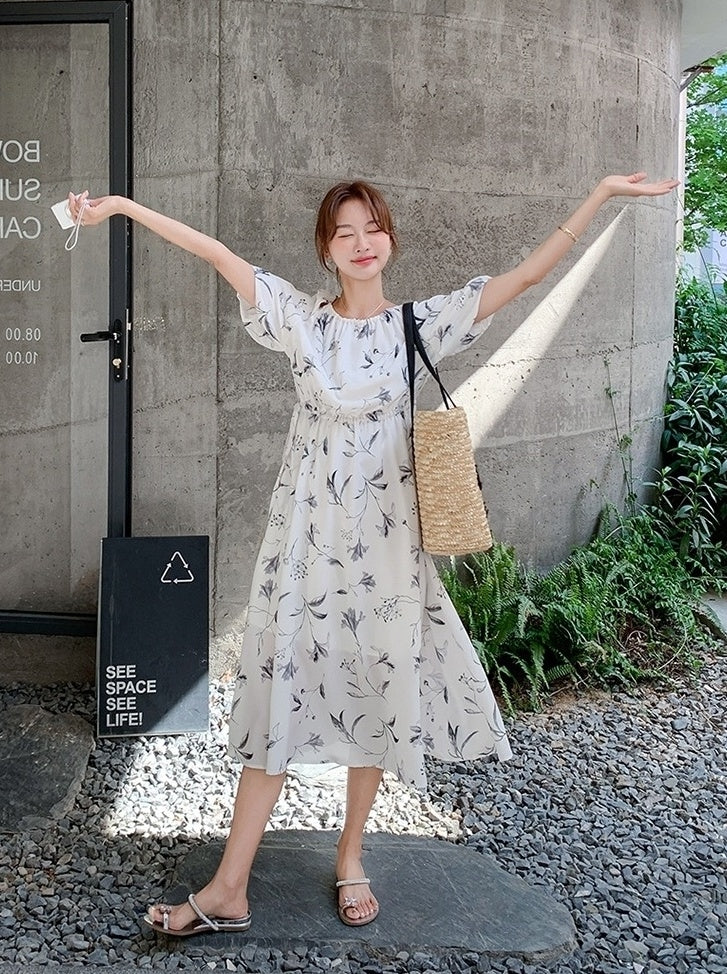 Floral Vintage Midi Dress With Elegant A Line Style