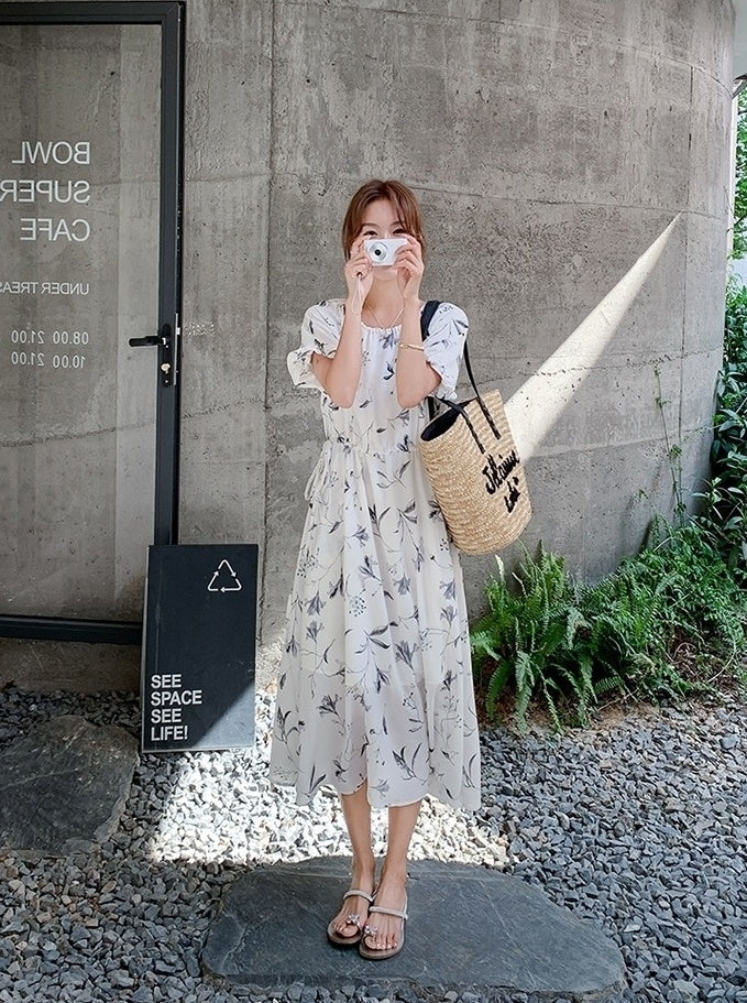 Floral Vintage Midi Dress With Elegant A Line Style