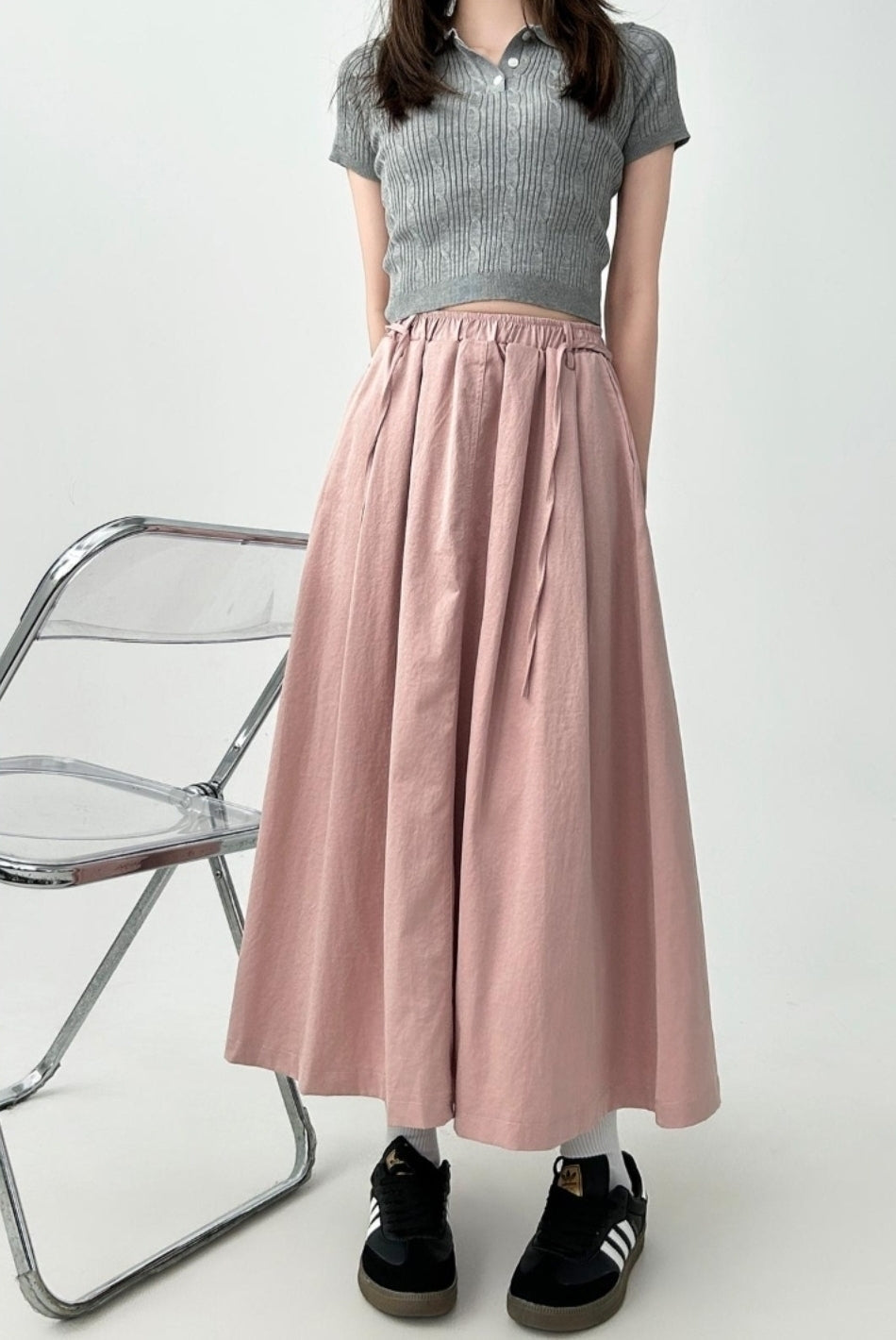 Flowy Black A Line Midi Skirt