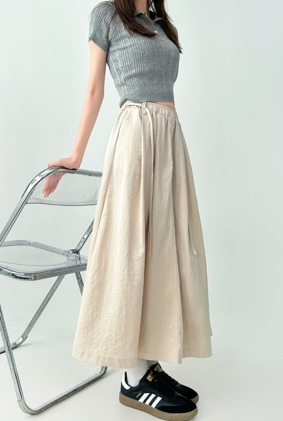 Flowy Black A Line Midi Skirt