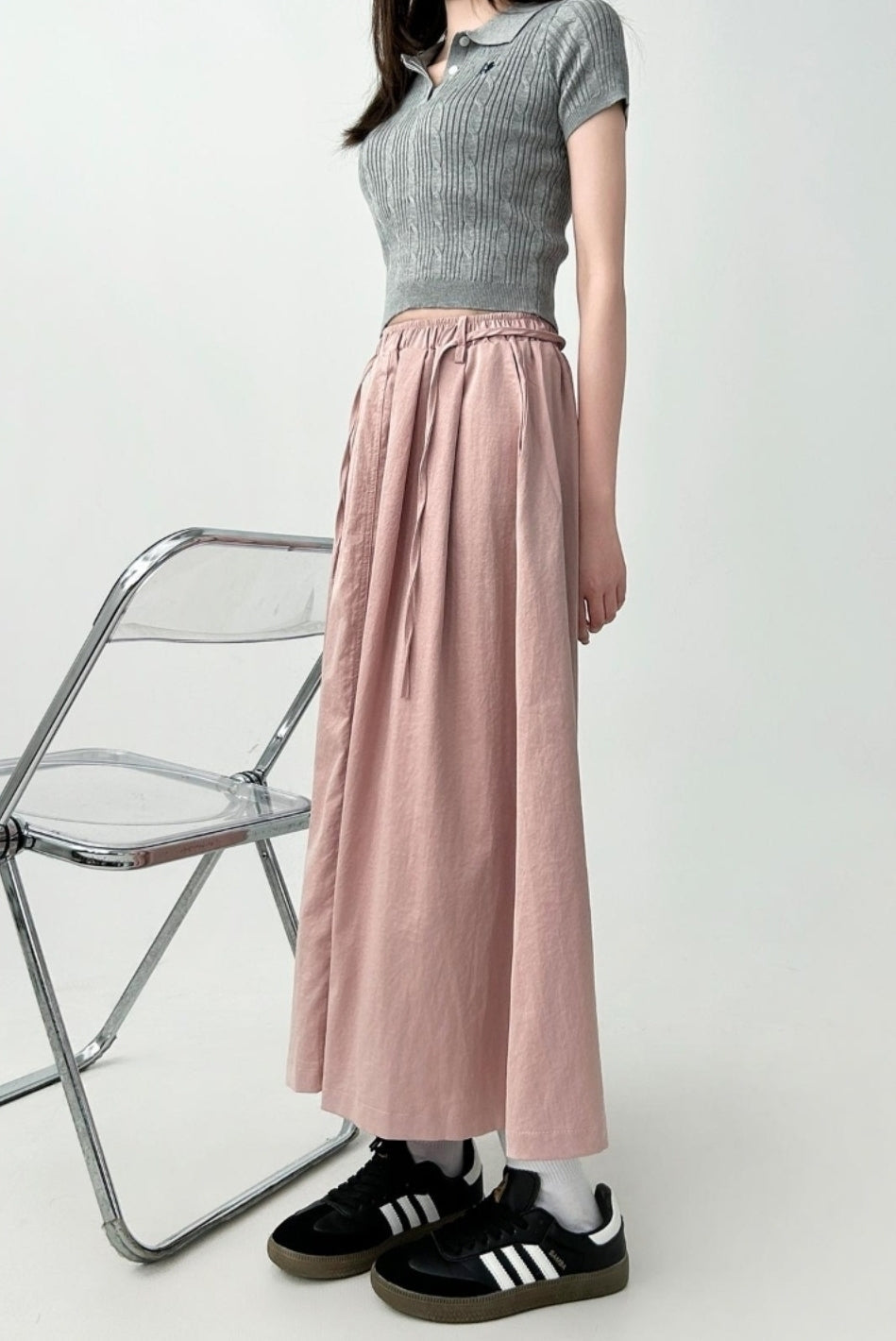 Flowy Black A Line Midi Skirt