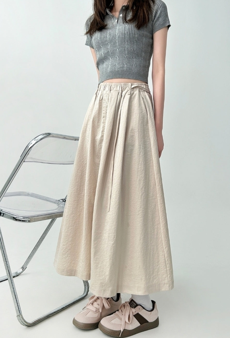 Flowy Black A Line Midi Skirt