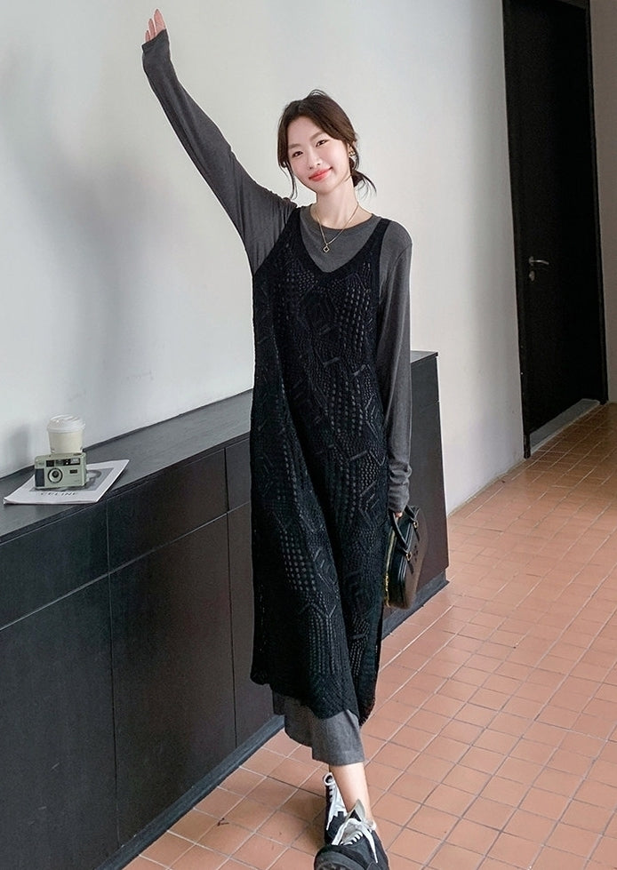 French Chic Hollow Out Cover Up Dress Two Piece Set