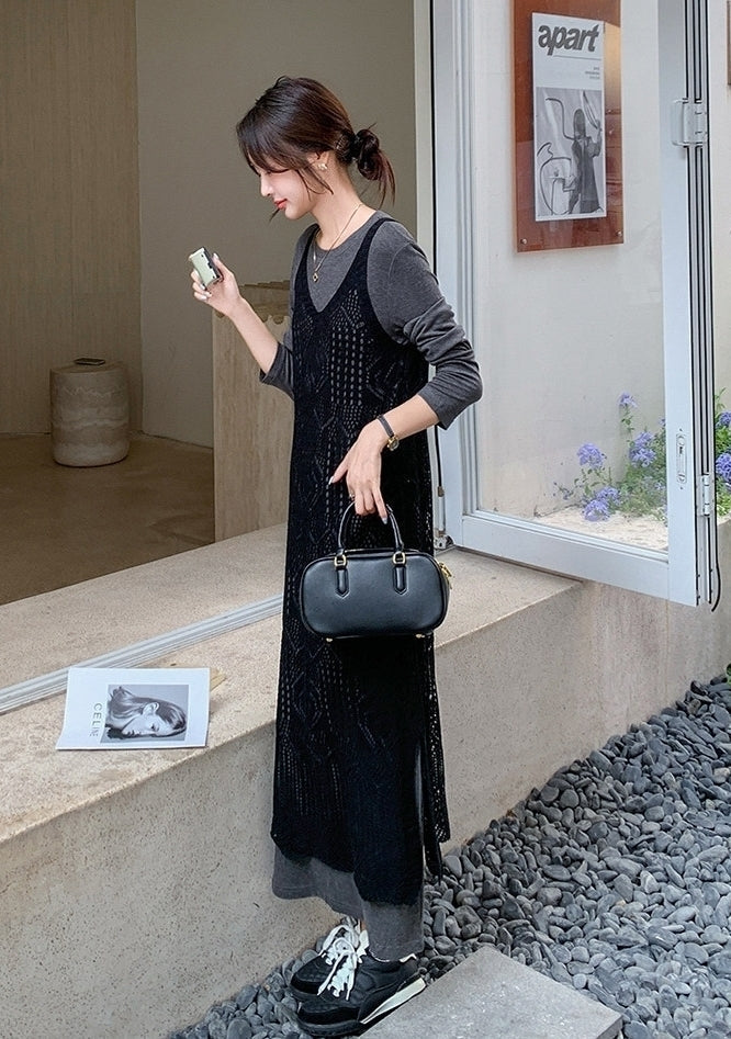 French Chic Hollow Out Cover Up Dress Two Piece Set