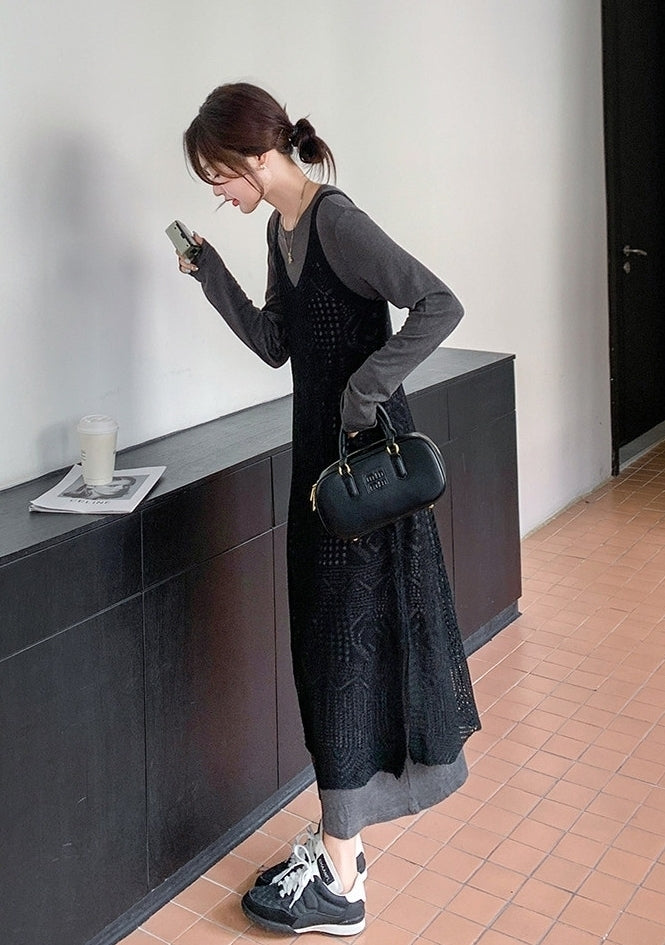 French Chic Hollow Out Cover Up Dress Two Piece Set