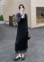 French Chic Hollow Out Cover Up Dress Two Piece Set