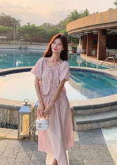 French Chic Puff Sleeve Top And Skirt Set