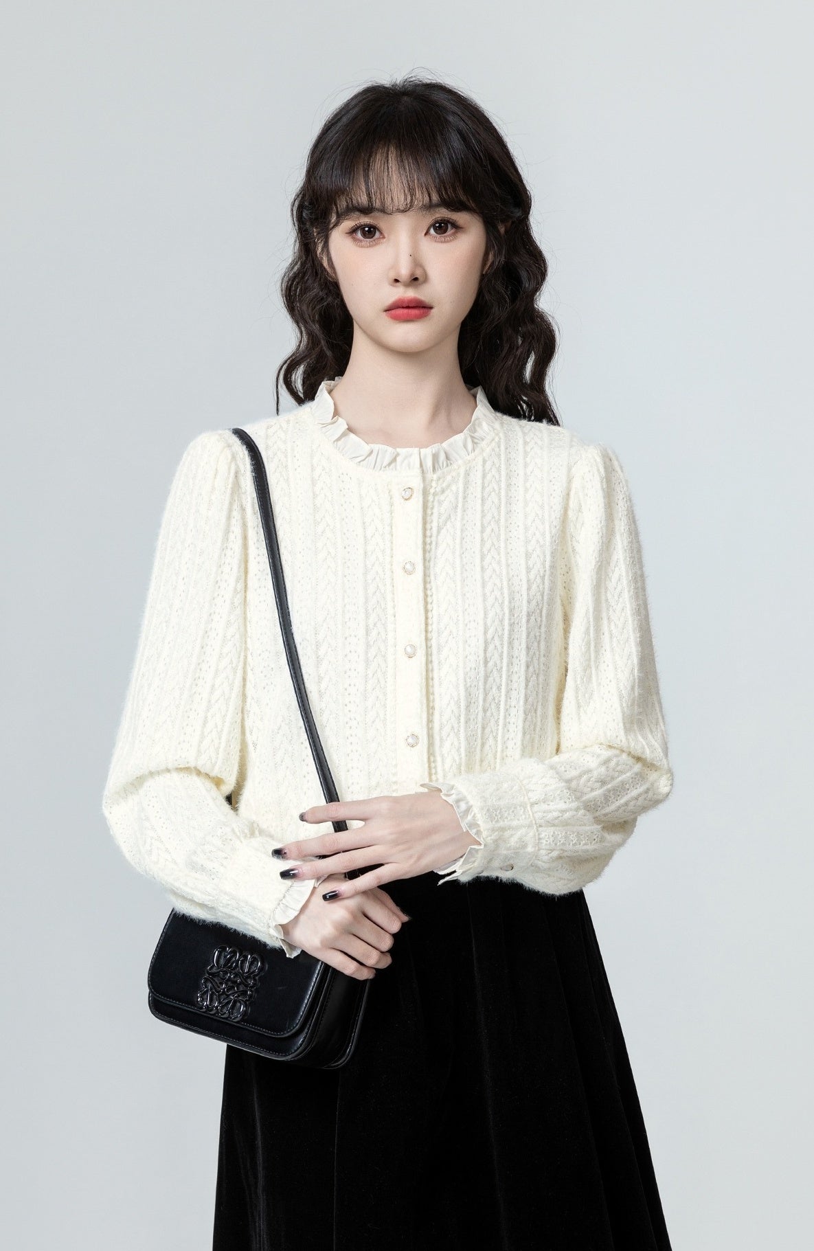French Lace Stand Collar Shirt