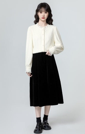 French Lace Stand Collar Shirt