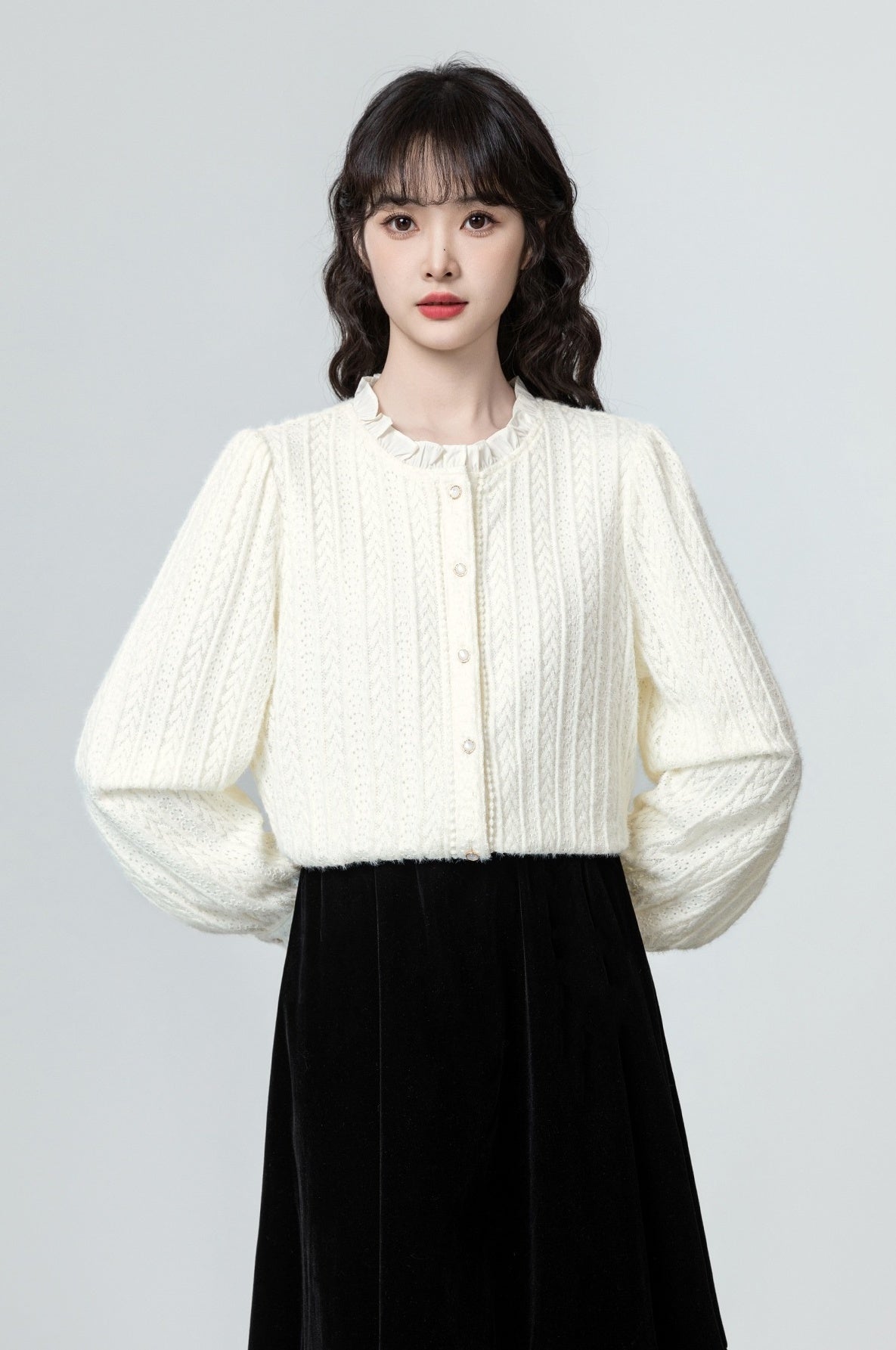 French Lace Stand Collar Shirt
