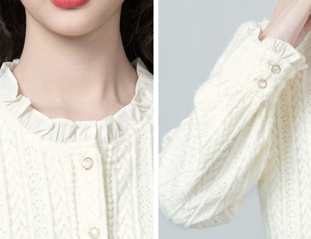 French Lace Stand Collar Shirt