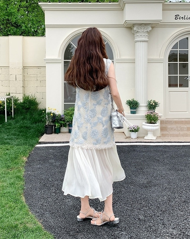 French Style Embroidered Layered Dress Summer Chic