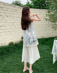 French Style Embroidered Layered Dress Summer Chic