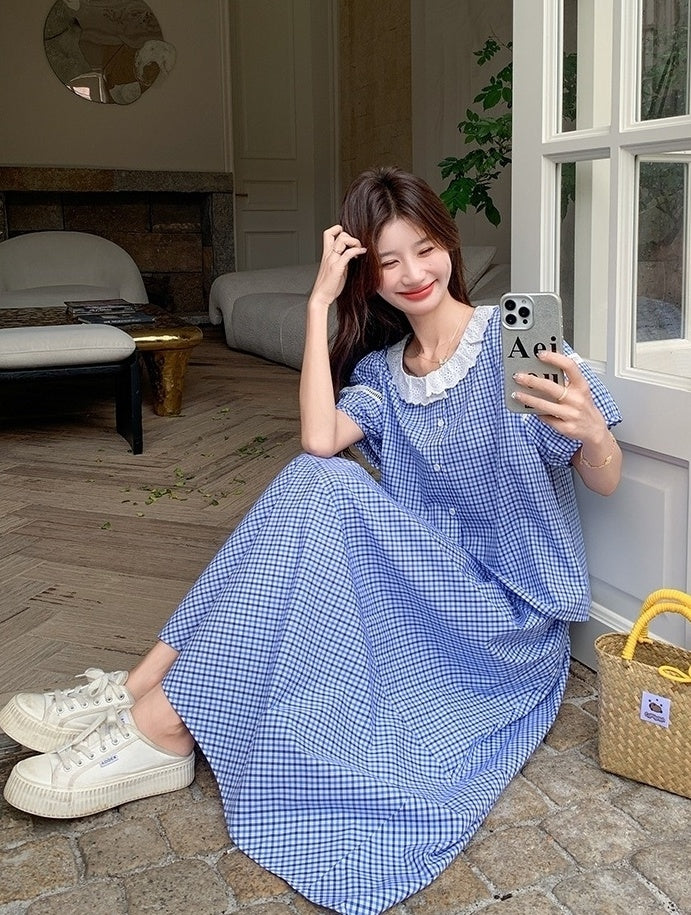 French Style Plaid Skirt And Top Set