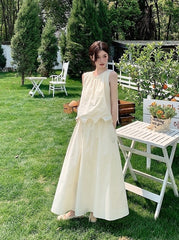 French Style Ruffled Top And Skirt Set