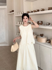French Style Ruffled Top And Skirt Set