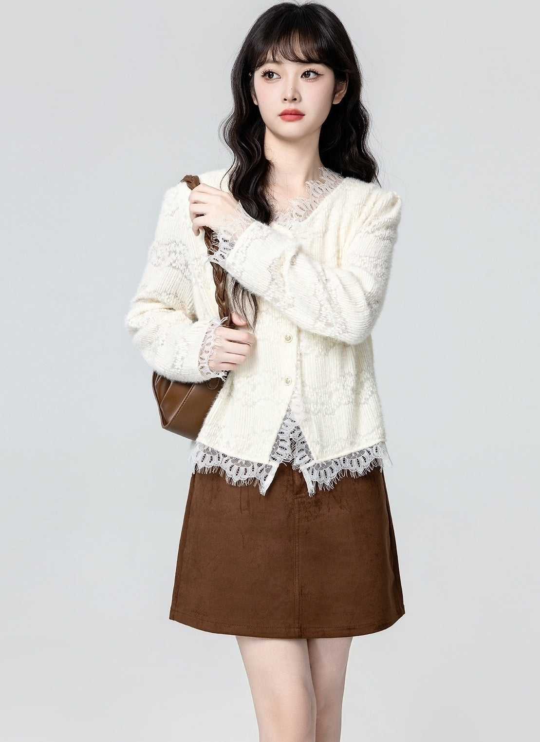 French V Neck Lace Top Layering Blouse