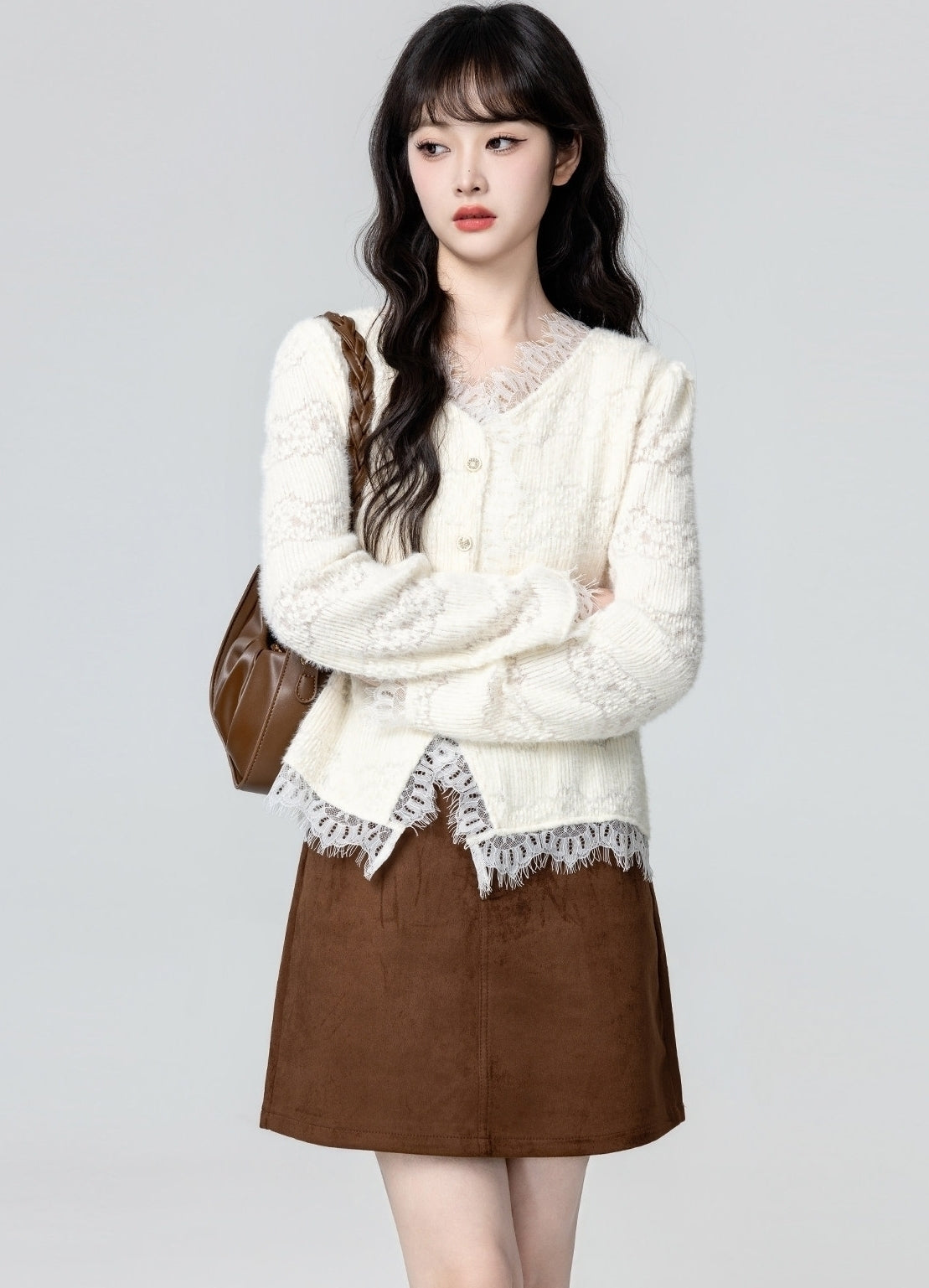 French V Neck Lace Top Layering Blouse