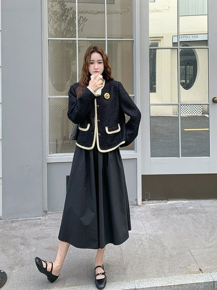 French Vintage Elegant Dress And Jacket Two Piece Set