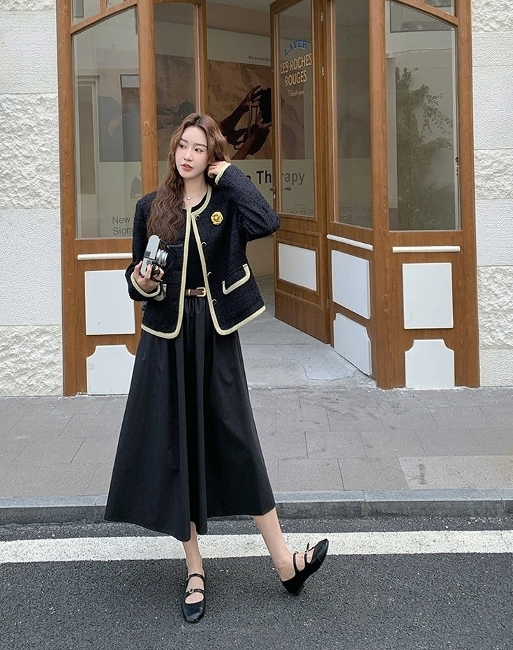 French Vintage Elegant Dress And Jacket Two Piece Set