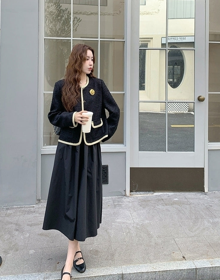 French Vintage Elegant Dress And Jacket Two Piece Set